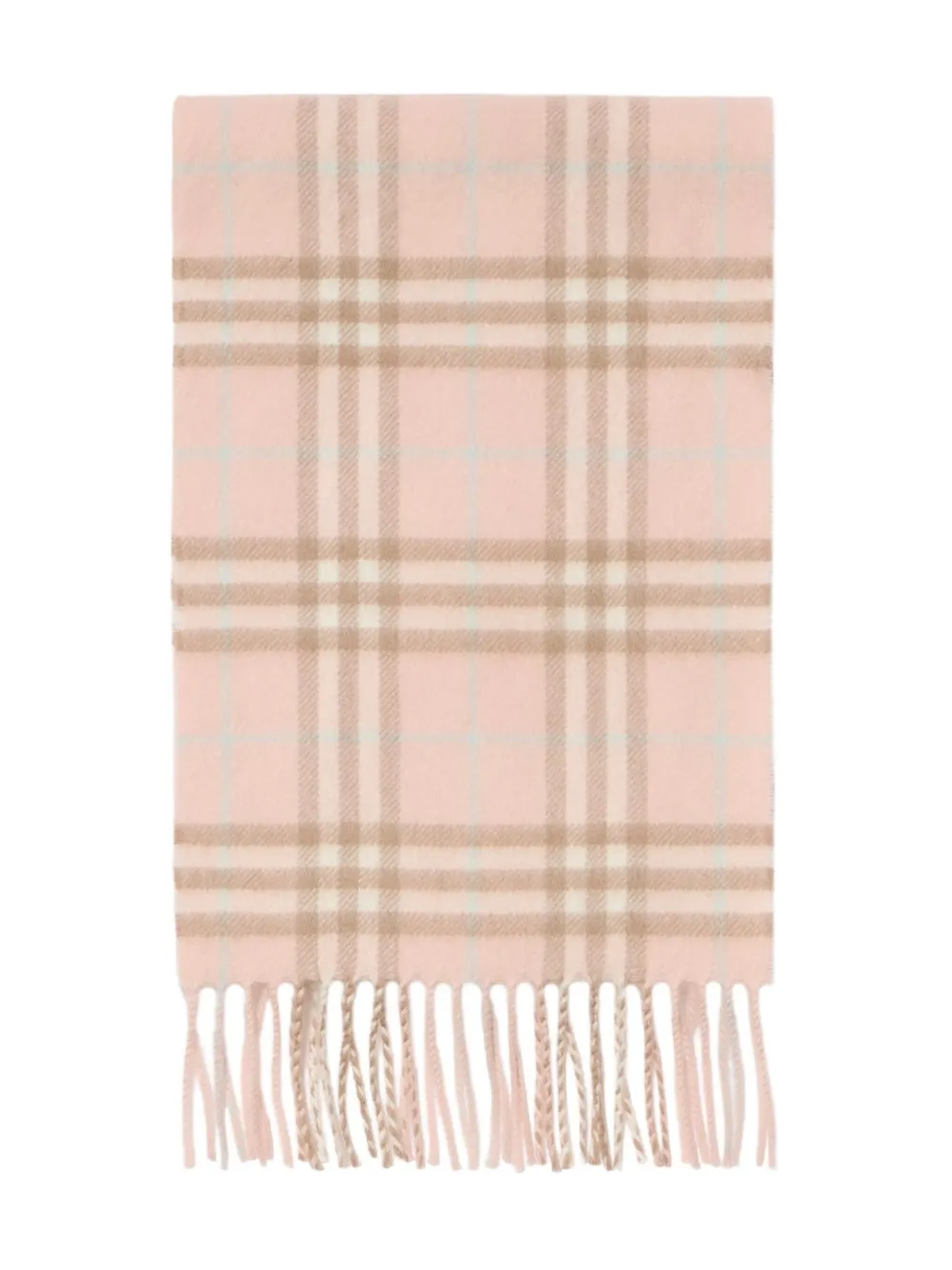 Burberry Checked Fringed Cashmere Scarf In Pink