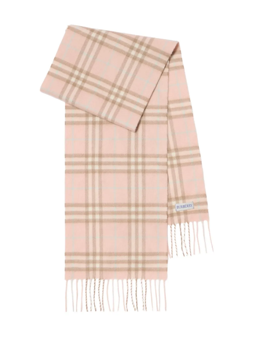 Burberry Kids Geruite kasjmier sjaal met franje - Roze