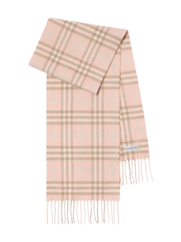 Burberry Kids Cachecol Xadrez De Cashmere Com Franjas | Rosa