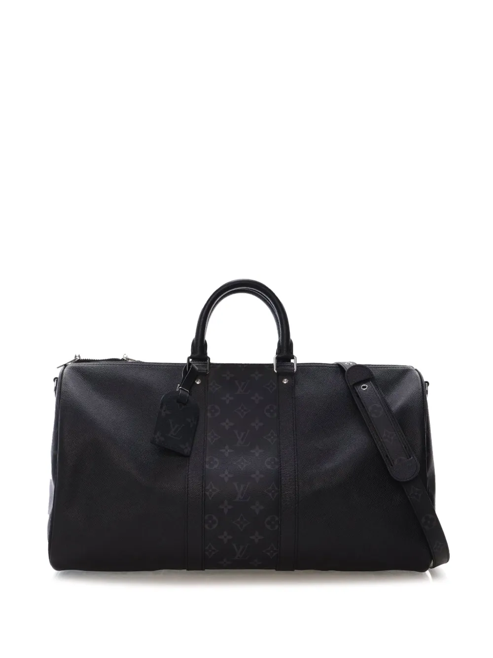 Pre-owned Louis Vuitton 2020 Taigarama Keepall Bandouliere 50 Travel Bag In Black