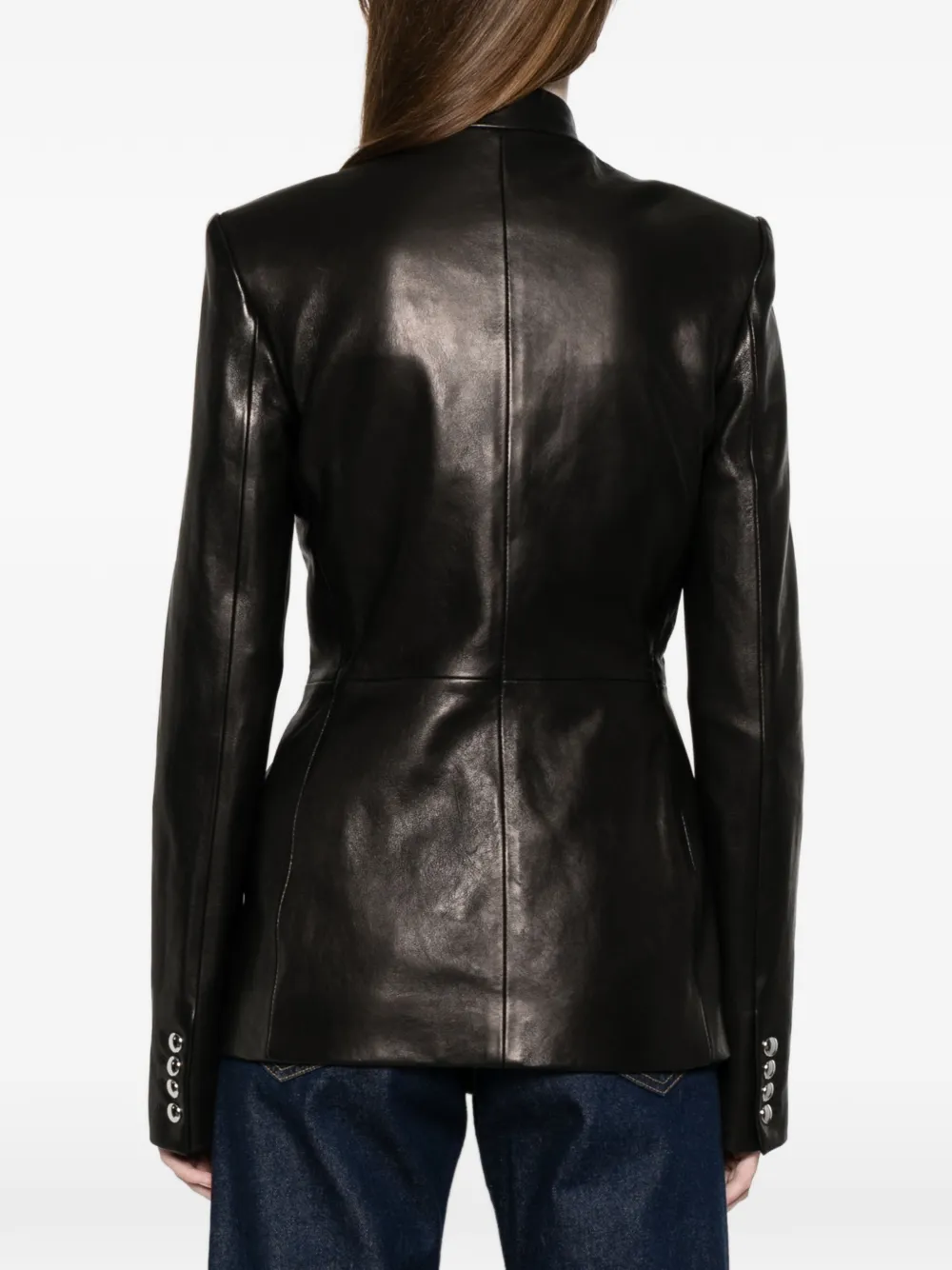 Khaite Standing Collar Leather Jacket In Black