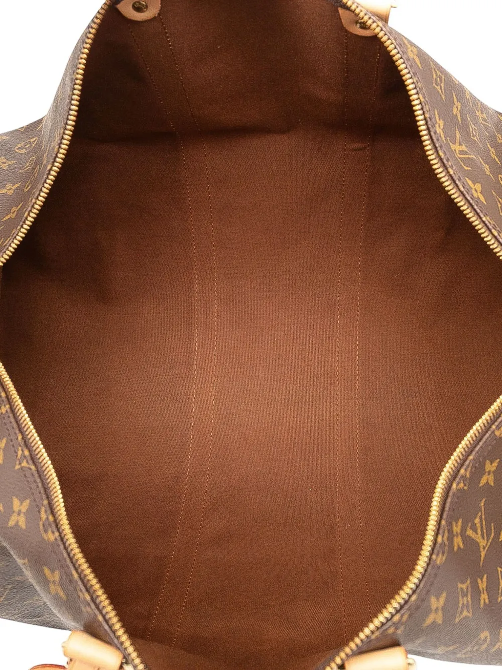 Pre-owned Louis Vuitton 1997 Monogram Keepall Bandouliere 55 Travel Bag In Brown