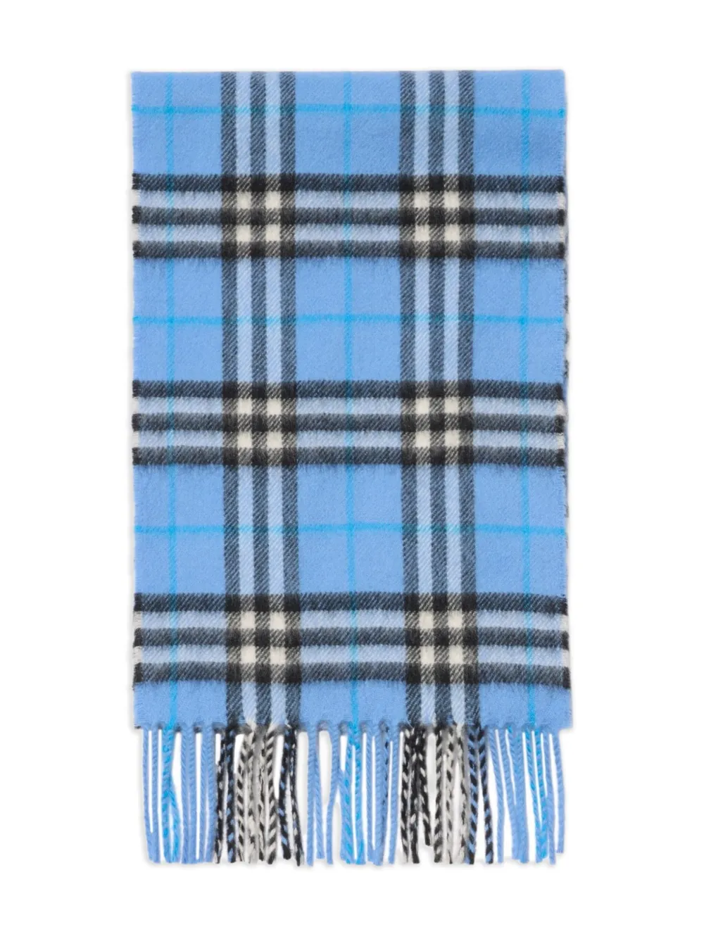Burberry Kids Geruite sjaal met franje - Blauw