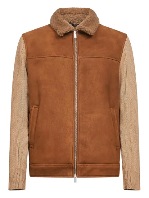 Lardini shearling-collar knitted jacket