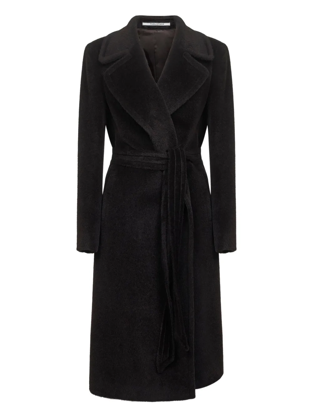Tagliatore wide-lapel belted coat | Black | Image 1