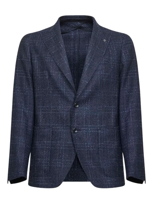 TAGLIATORE（タリアトーレ）の ブルー系チェックジャケット Tagliatore チェック シングルジャケット | ブルー | FARFETCH JP