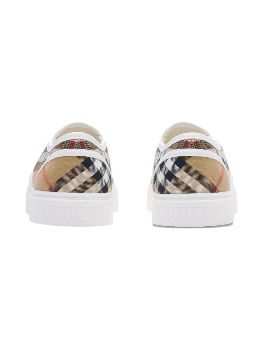Burberry Check Cotton Slip-on Sneakers In Neutral