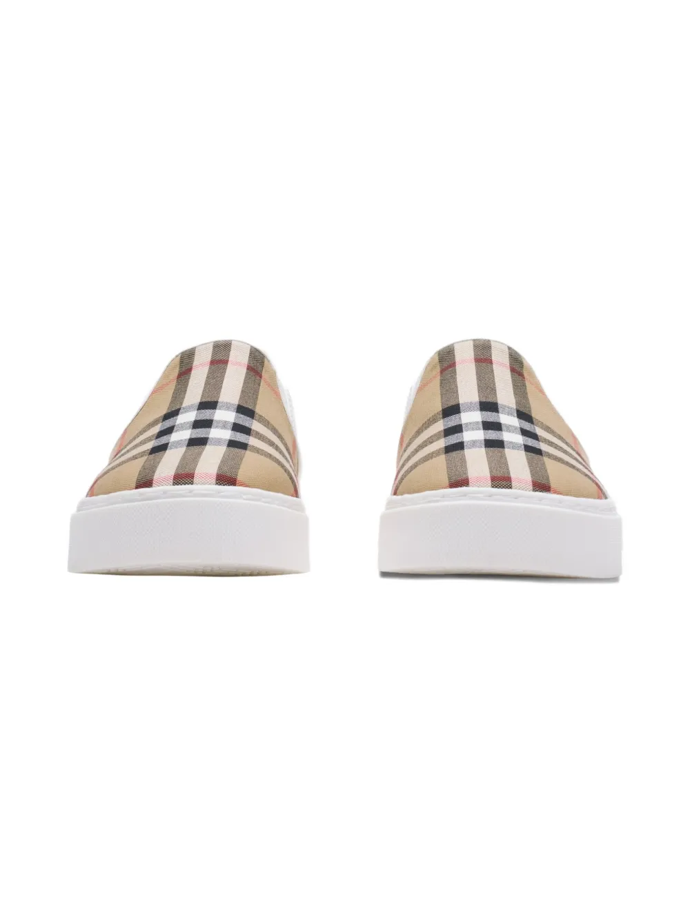 Burberry Check Cotton Slip-on Sneakers In Neutral