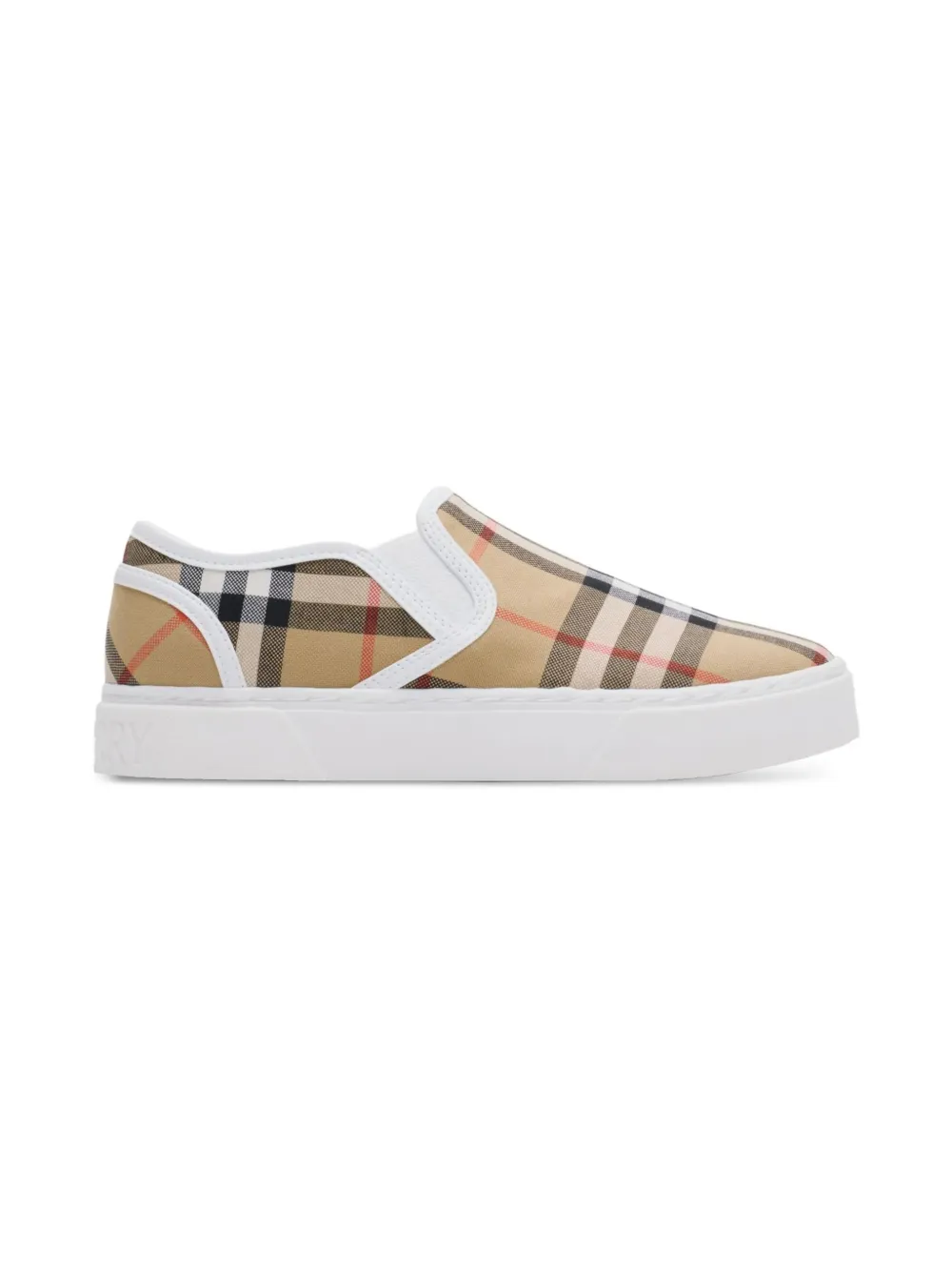 check-pattern slip-on sneakers