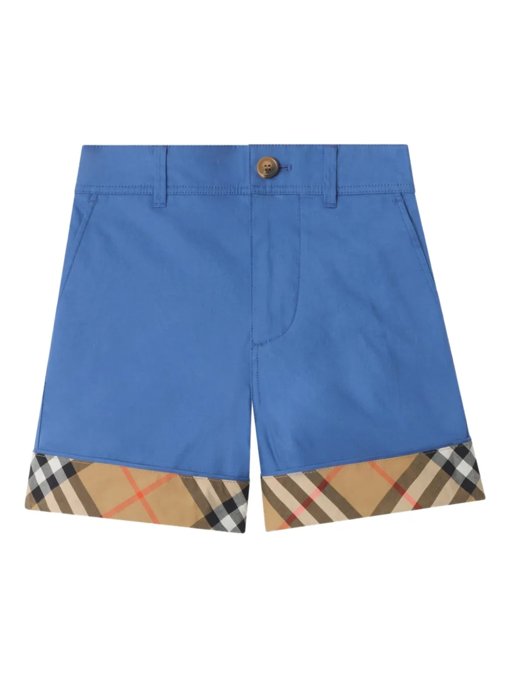 Burberry Kids check-trim cotton shorts - Blu