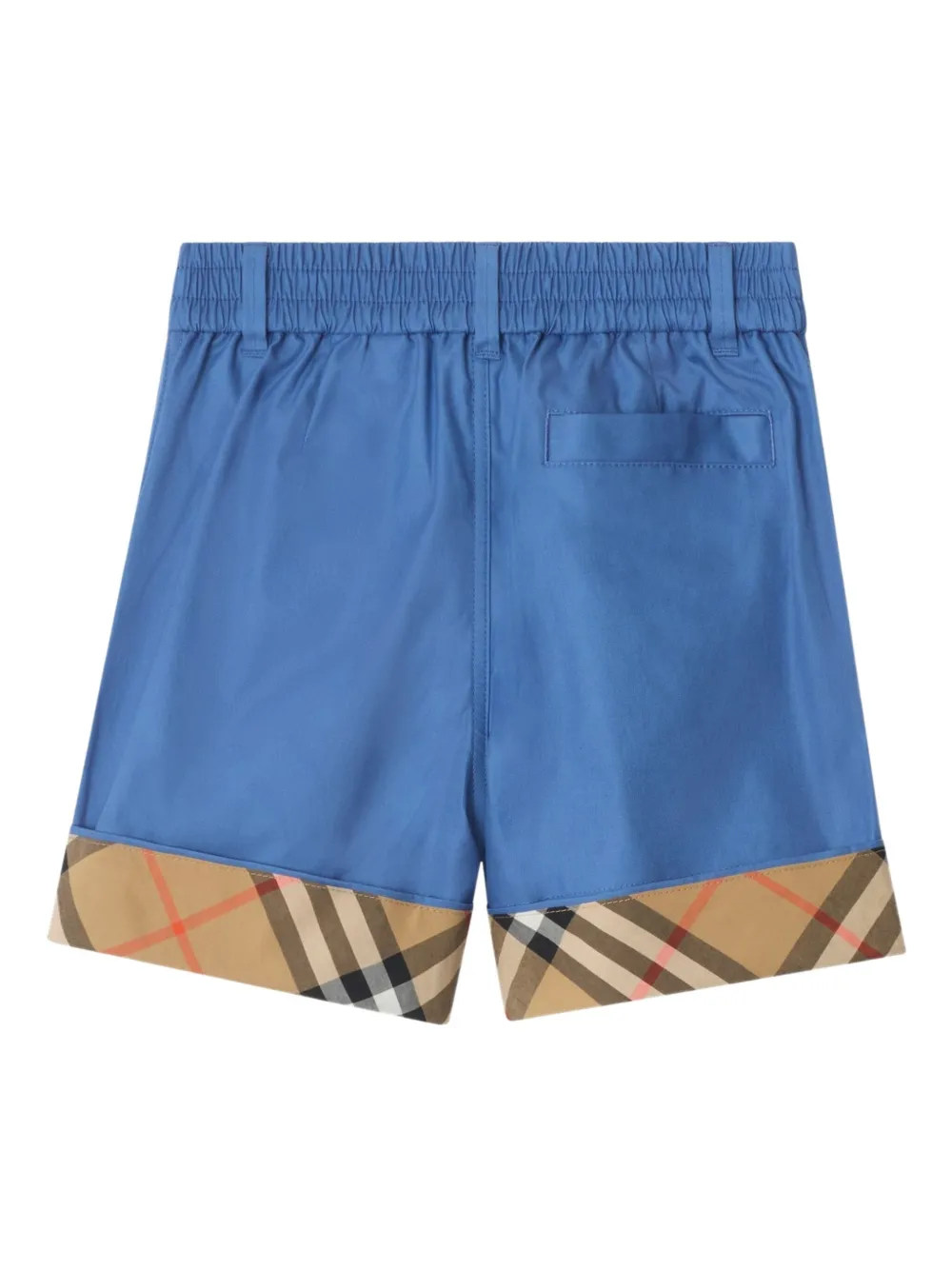 Burberry Childrens Check Turn-up Cotton Shorts In Blue