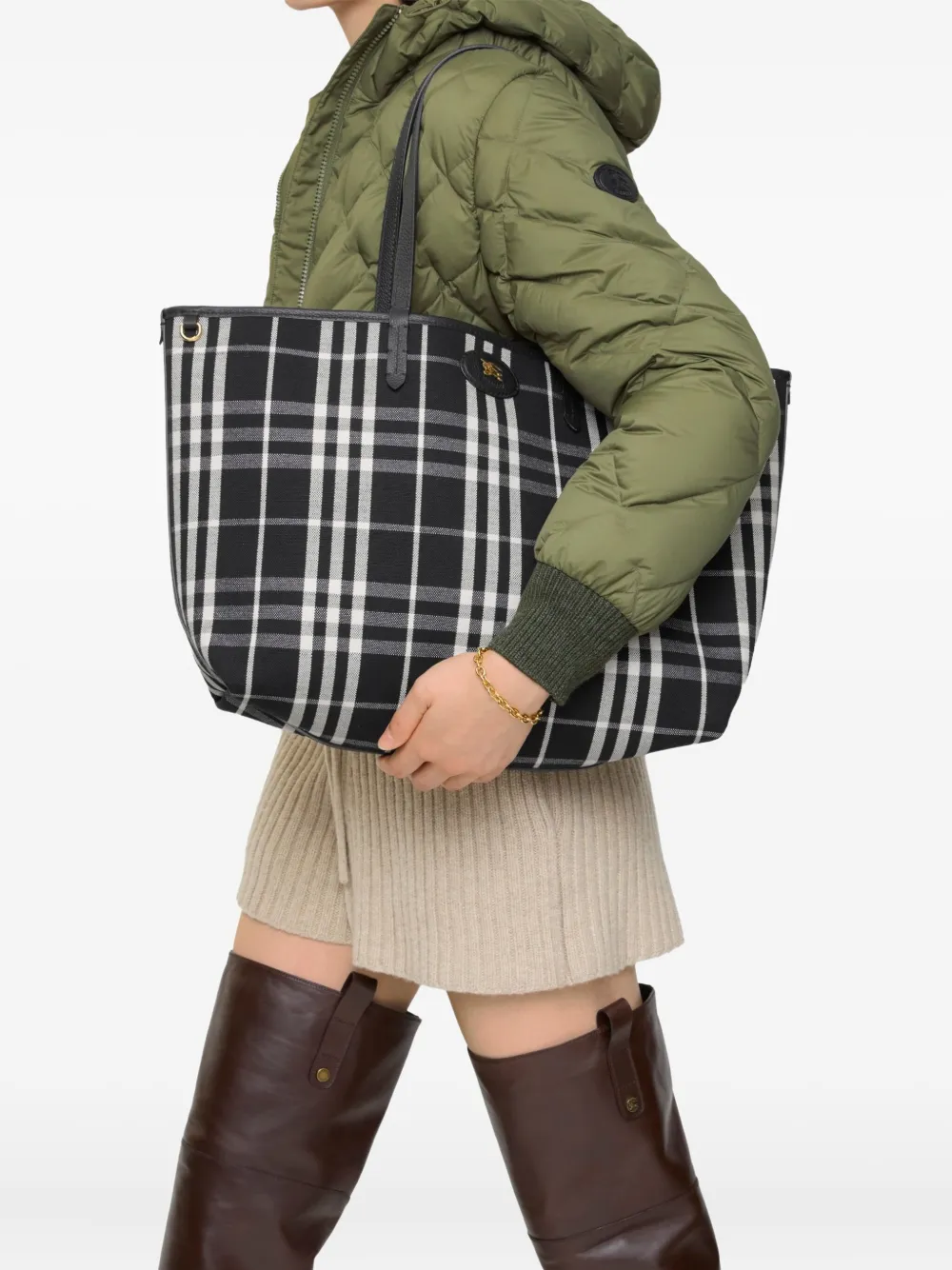 Burberry Bloomsbury medium omkeerbare geruite shopper - Zwart