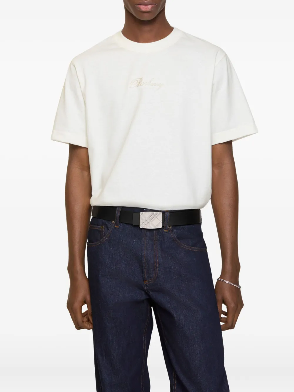 Burberry Omkeerbare leren riem met gegraveerde gesp - Zwart