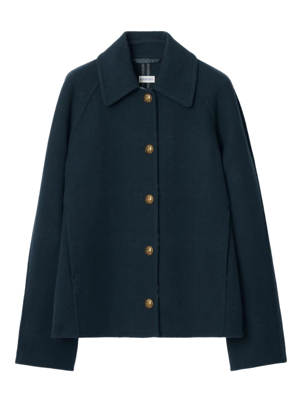 Burberry Einreihiger Wollmantel mit Karomuster - Blau