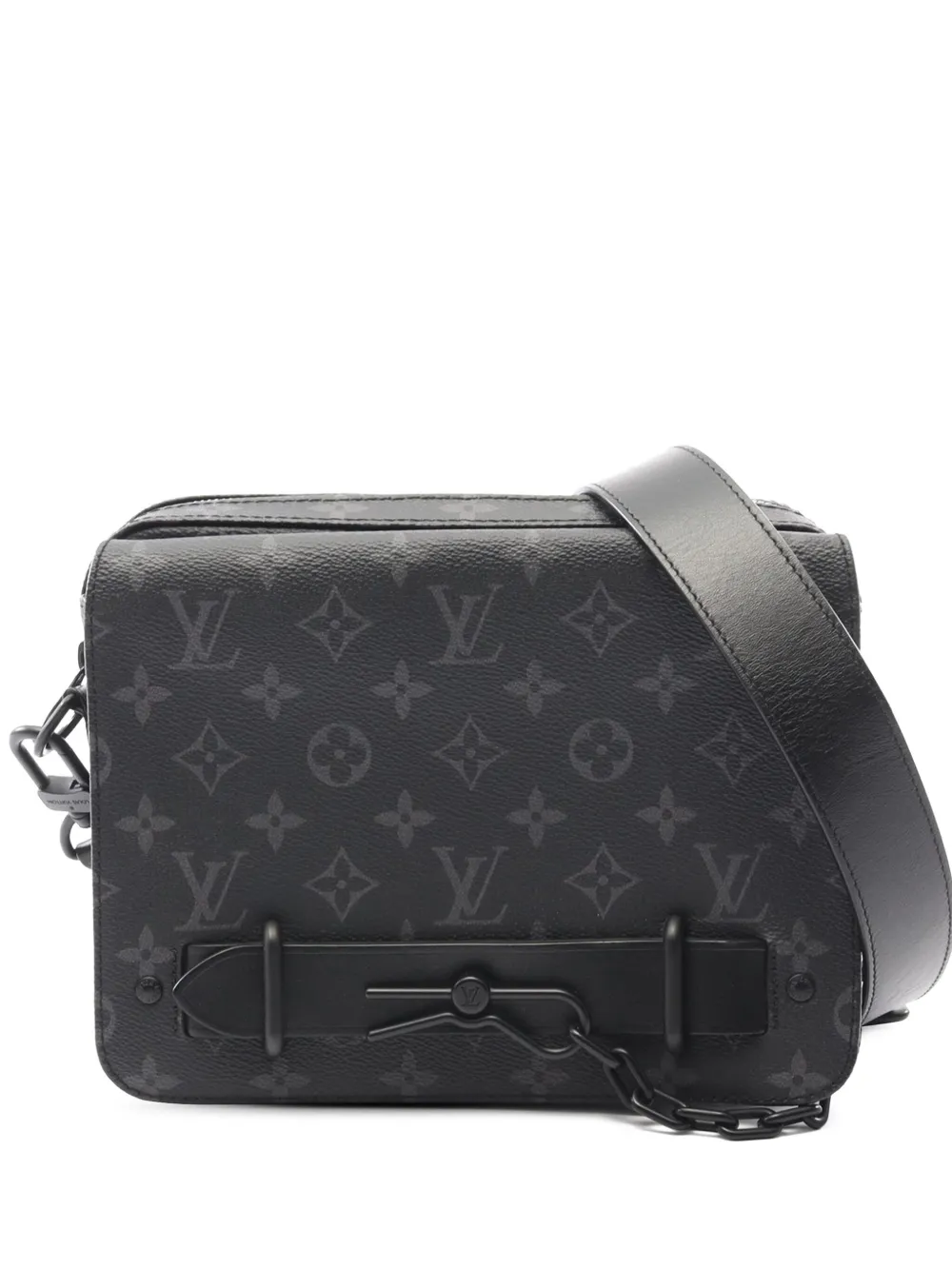 Pre-owned Louis Vuitton 2020 Monogram Eclipse Steamer Messenger Crossbody Bag In Black