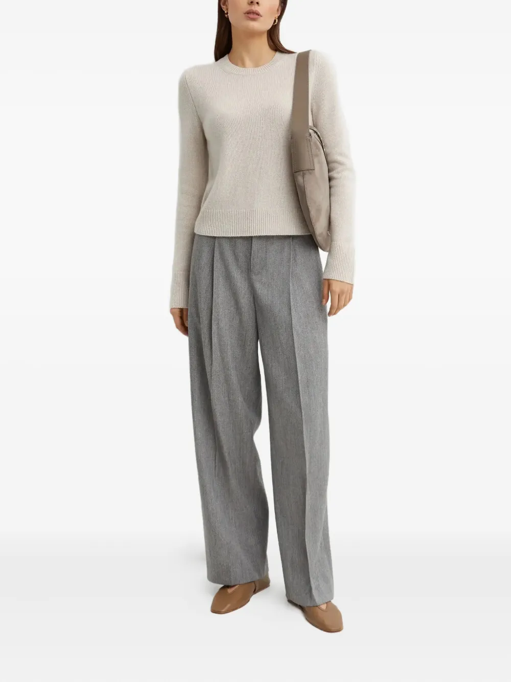 Vince Trui met ronde hals en lange mouwen Beige