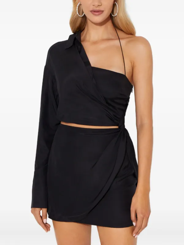 GAUGE81 Arica one-shoulder Silk Mini Dress Black FARFETCH