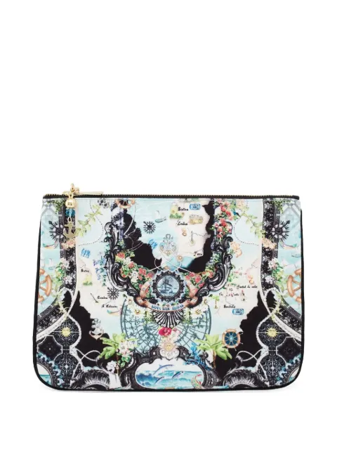 Camilla patterned anchor-charm clutch bag