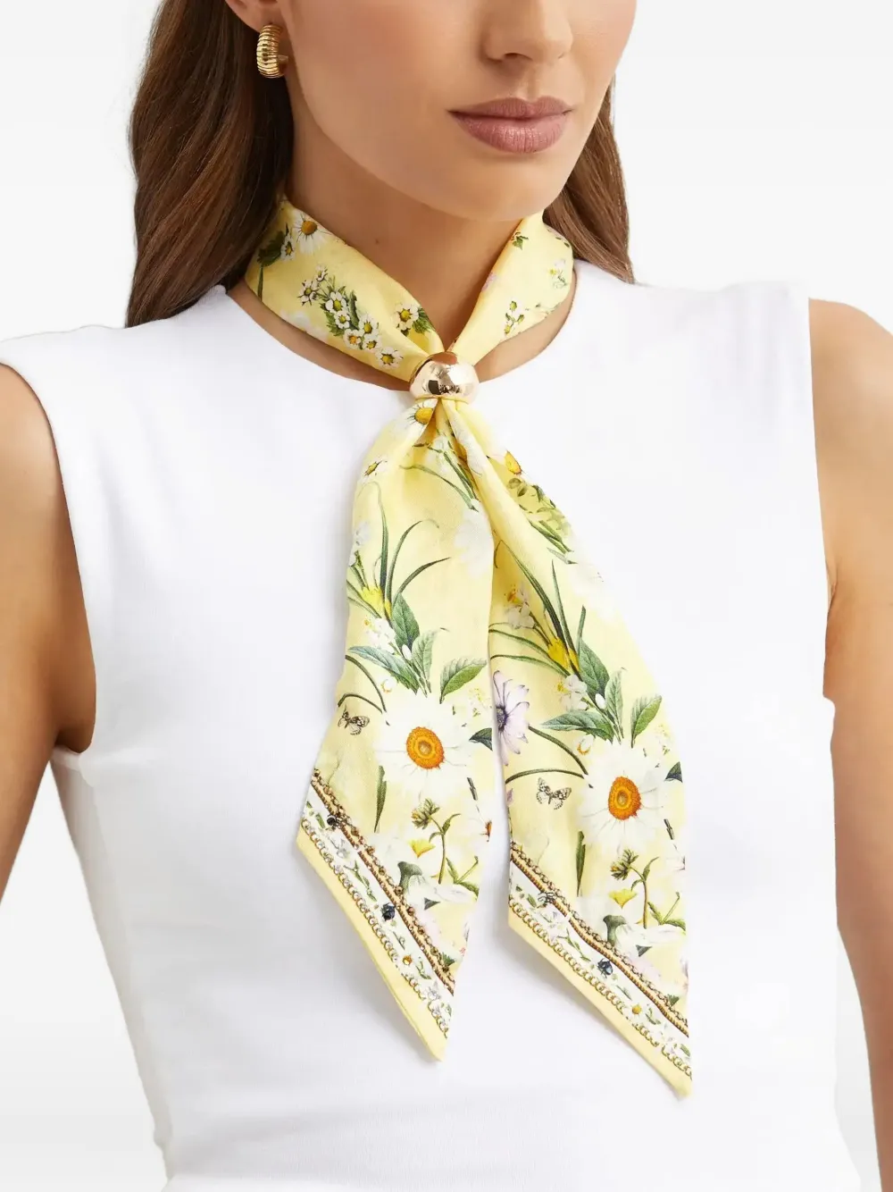 Camilla Sjaal met bloemenprint Geel