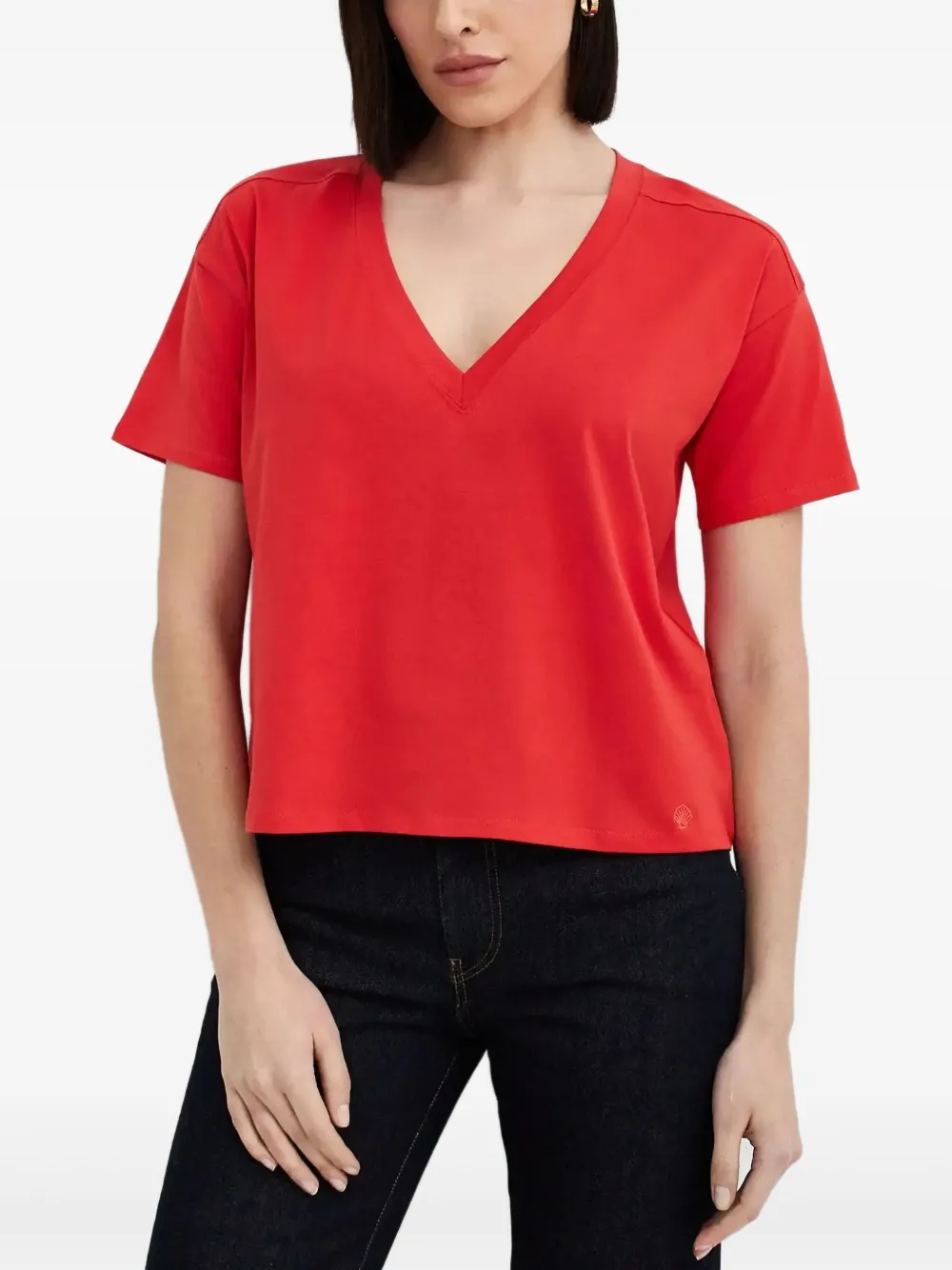 LouLou de Saison Faaa T-shirt met V-hals en korte mouwen Rood