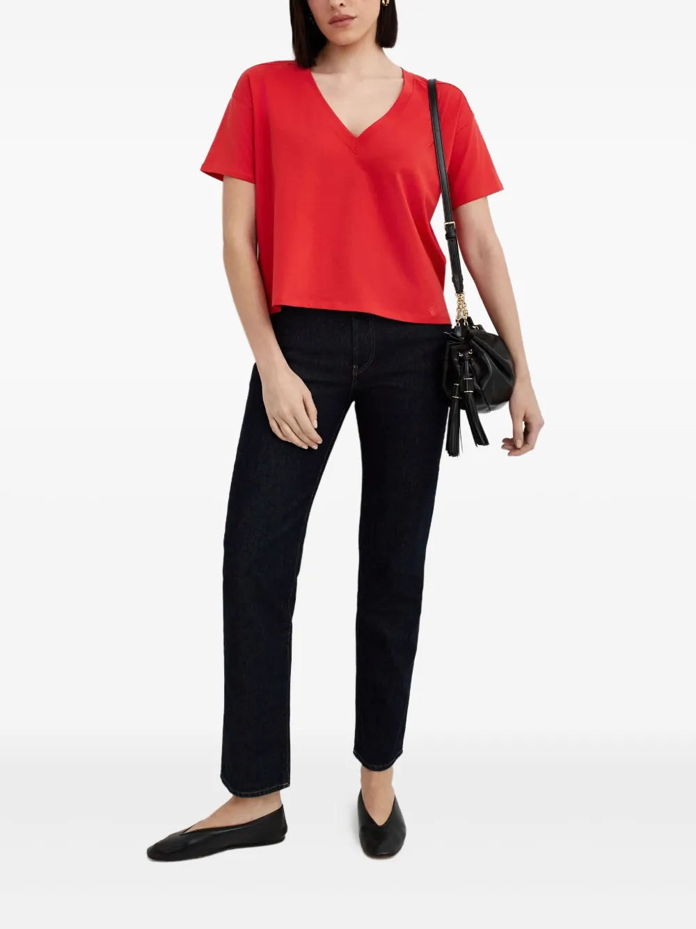 LouLou de Saison Faaa T-shirt met V-hals en korte mouwen Rood