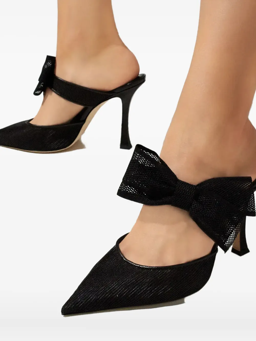 Jimmy Choo 100 mm Brook muiltjes met strikdetail Zwart