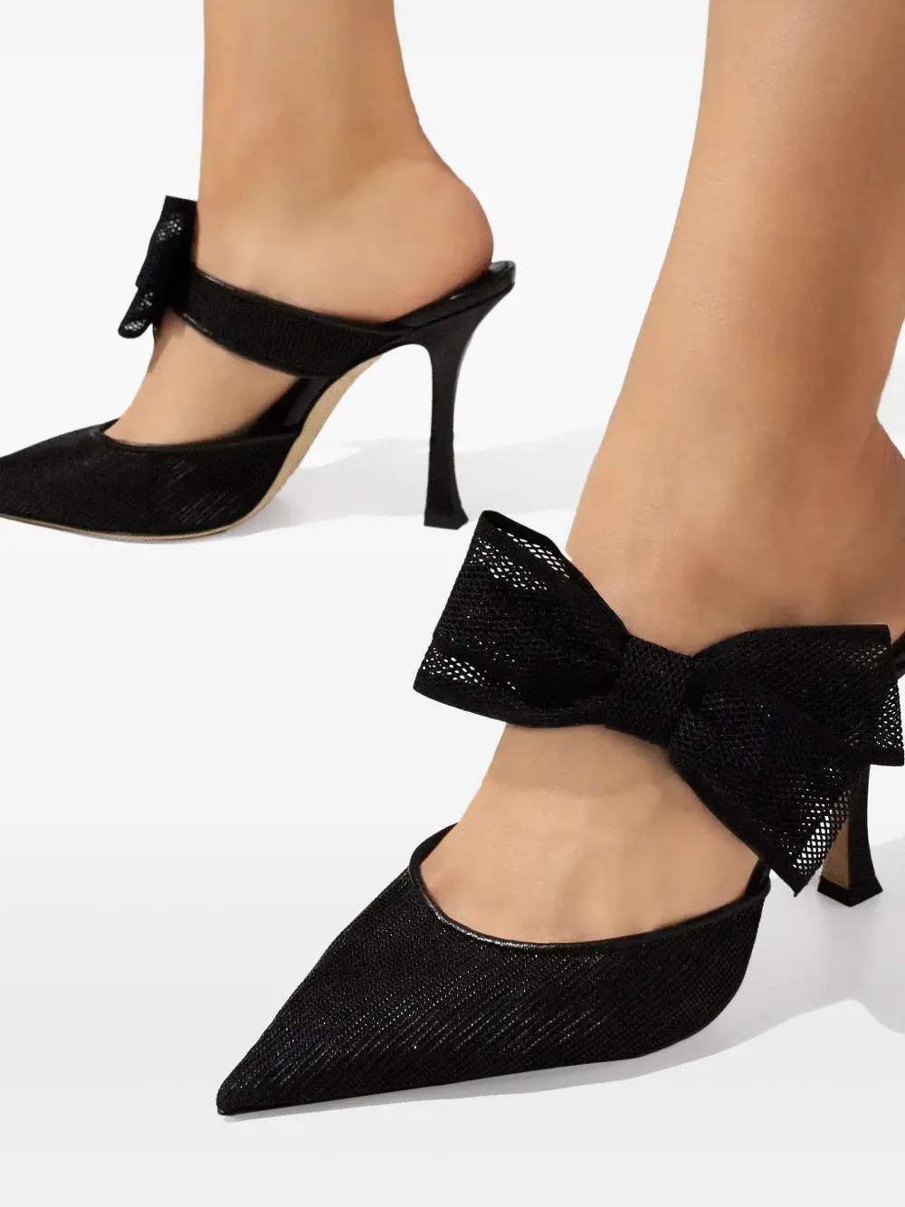 Jimmy Choo 100 mm Brook muiltjes met strikdetail Zwart