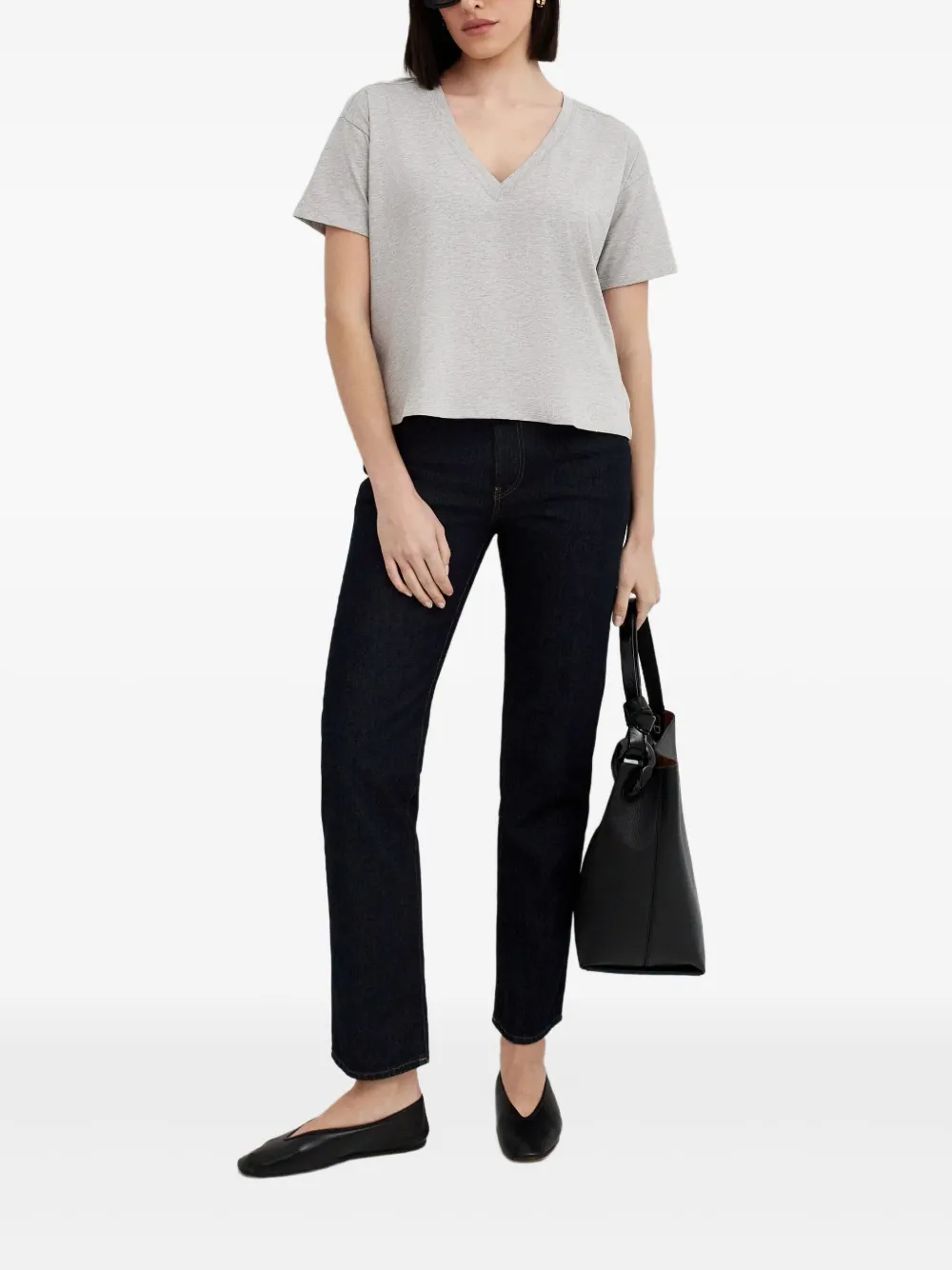 LouLou de Saison Faaa T-shirt met V-hals en korte mouwen Grijs