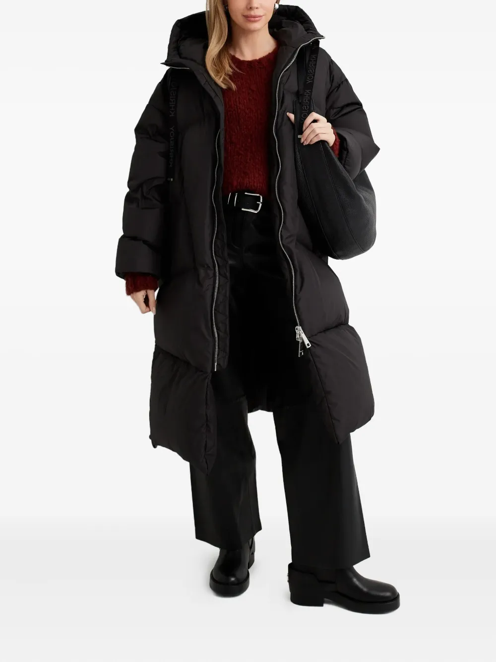 Khrisjoy hooded puffer coat - Zwart