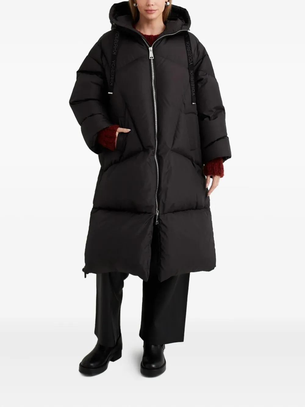 Khrisjoy Hooded Puffer Coat In Black