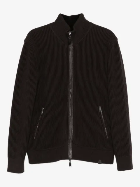 Brioni zip-fastening ribbed cardigan
