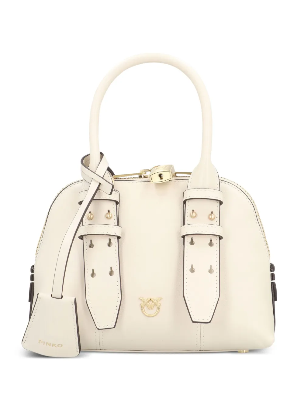 PINKO mini Escape leather bowling tote bag - Toni neutri