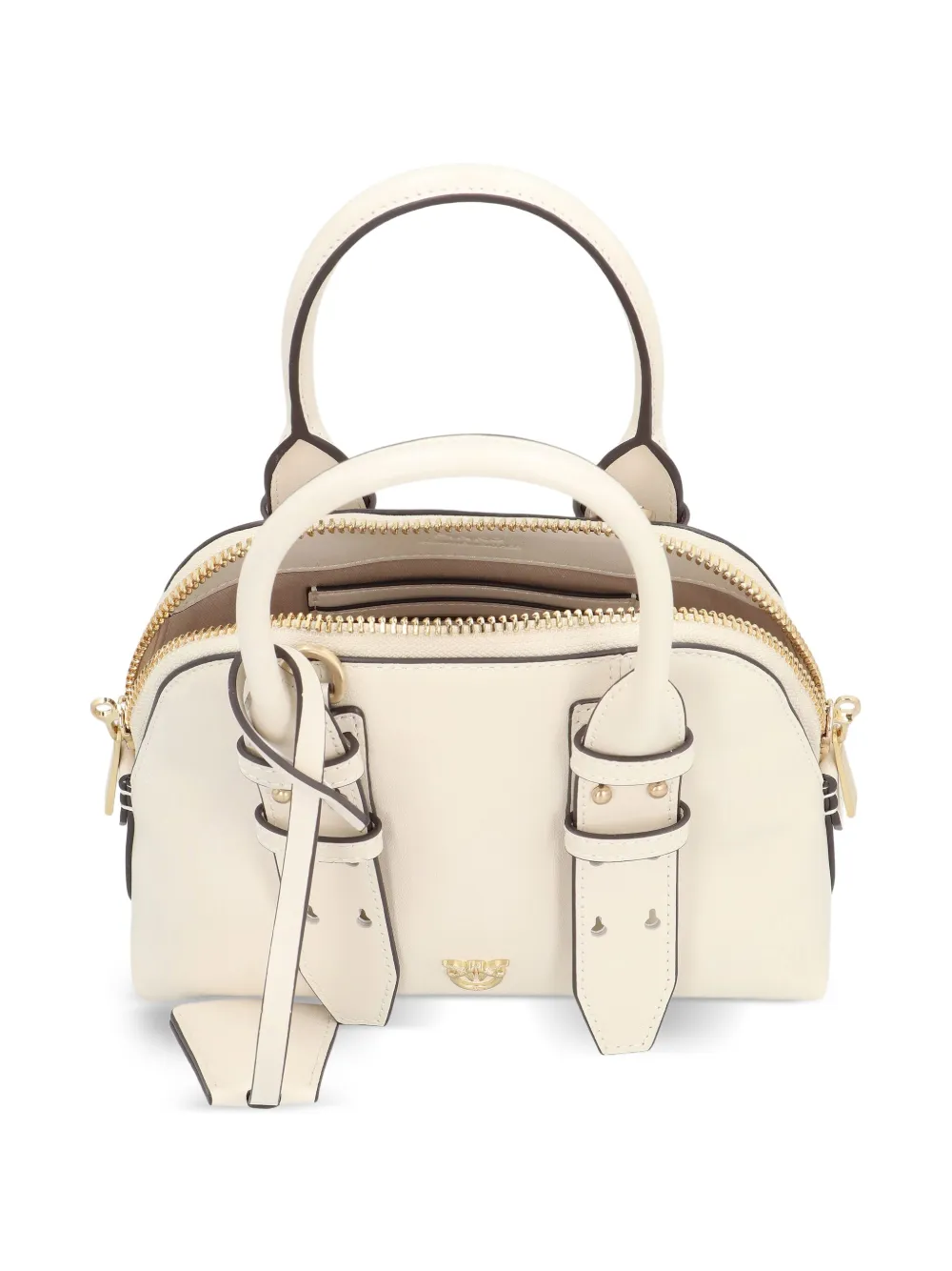 PINKO Escape Bowling leren mini-shopper Beige