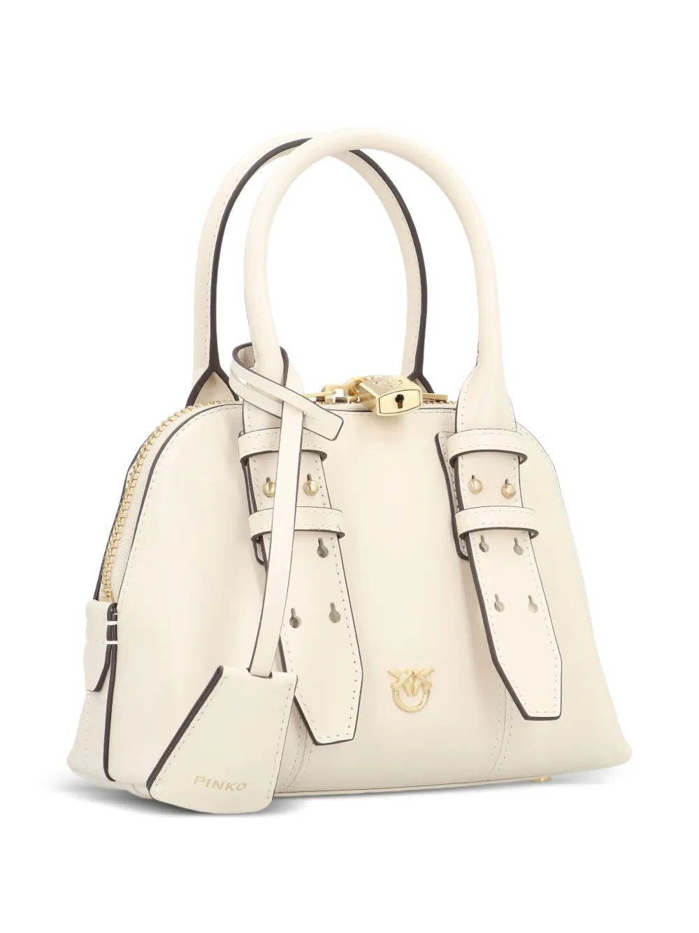 PINKO Escape Bowling leren mini-shopper Beige
