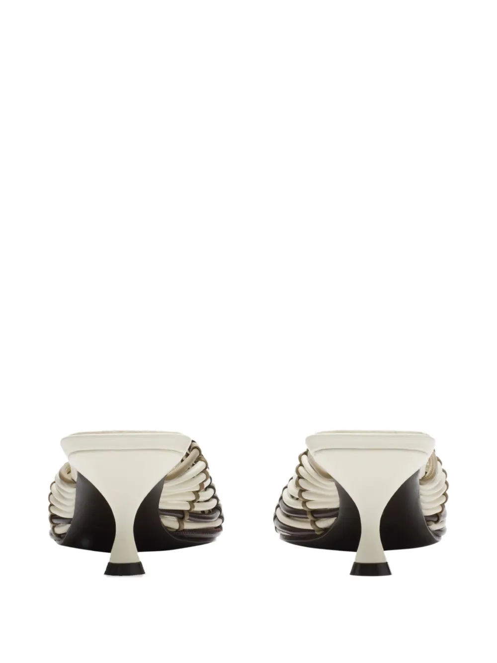 Burberry Woven Check Leather Mules In White