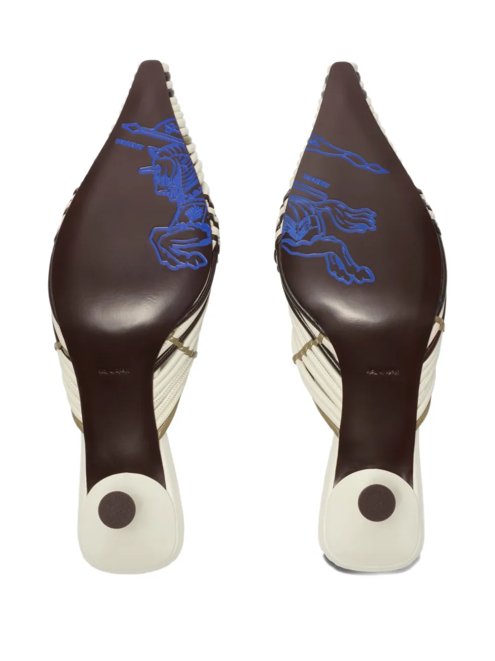 Burberry Woven Check Leather Mules In White