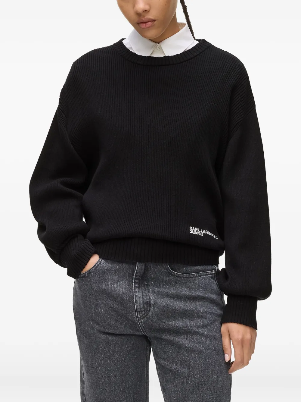 Karl Lagerfeld Jeans Trui met ballonmouwen Zwart