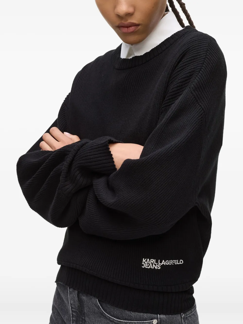 Karl Lagerfeld Jeans Trui met ballonmouwen Zwart