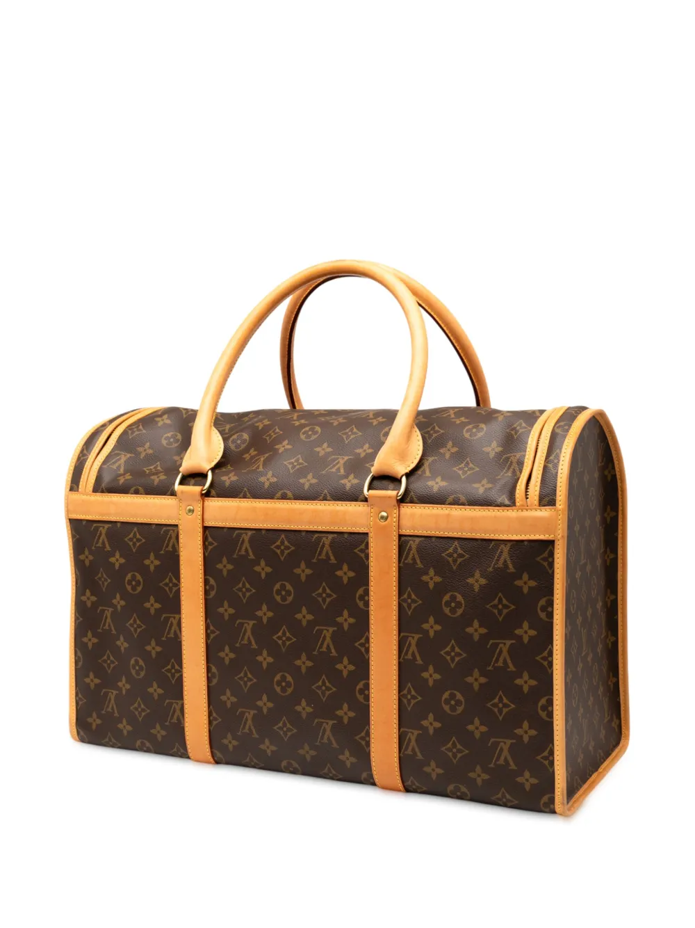 Pre-owned Louis Vuitton 2004 Monogram Sac Chien Pet Carrier 50 Travel Bag In Brown