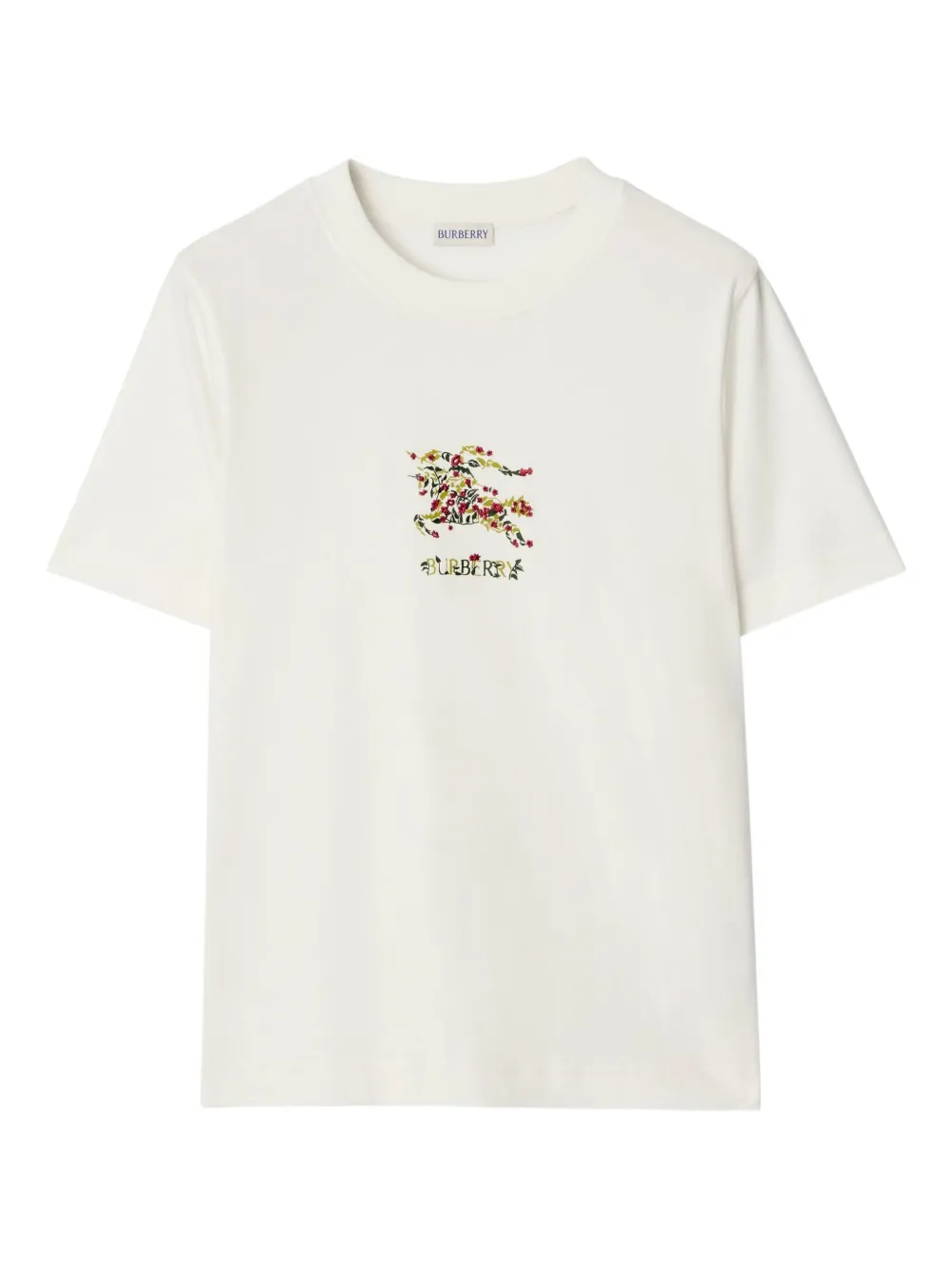 Burberry Floral-embroidered T-shirt In White