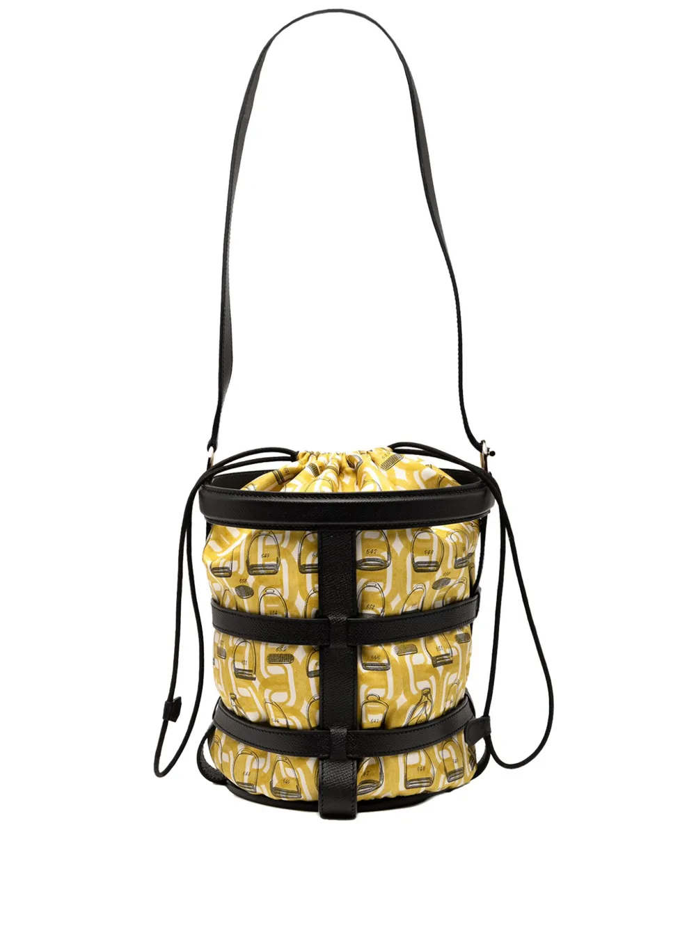 Pre-owned Hermes 2016 Silk And Epsom Sac Musardine Bucket Bag In Black