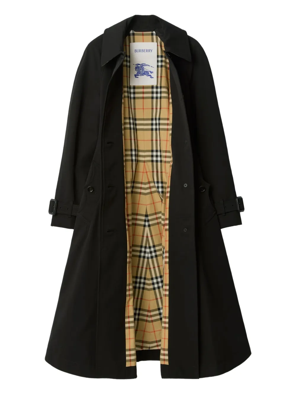Burberry Ellingham Gabardine Belted Coat In Black