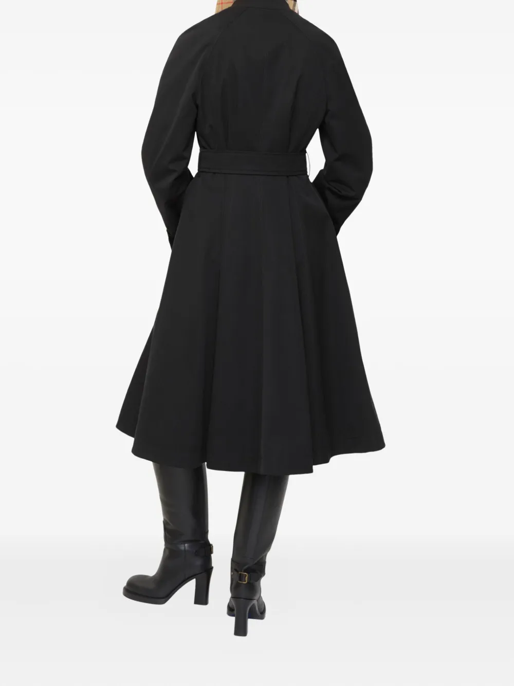 Burberry Ellingham Gabardine Belted Coat In Black