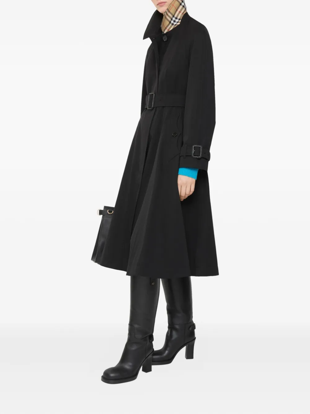 Burberry Ellingham Gabardine Belted Coat In Black