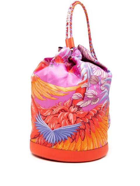 Hermès Pre-Owned 2014 Flamingo Party Sac Soie Cool Beuteltasche aus Seide 22cm