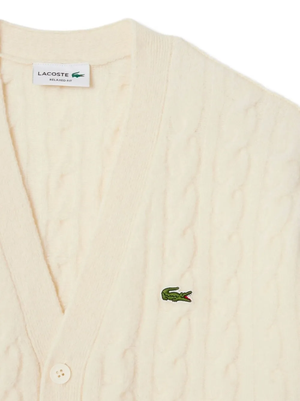 Lacoste Kabelgebreid vest met streepdetail Wit