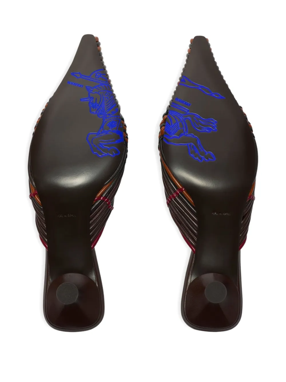 Burberry Check Woven Leather Cameo Mules In Brown