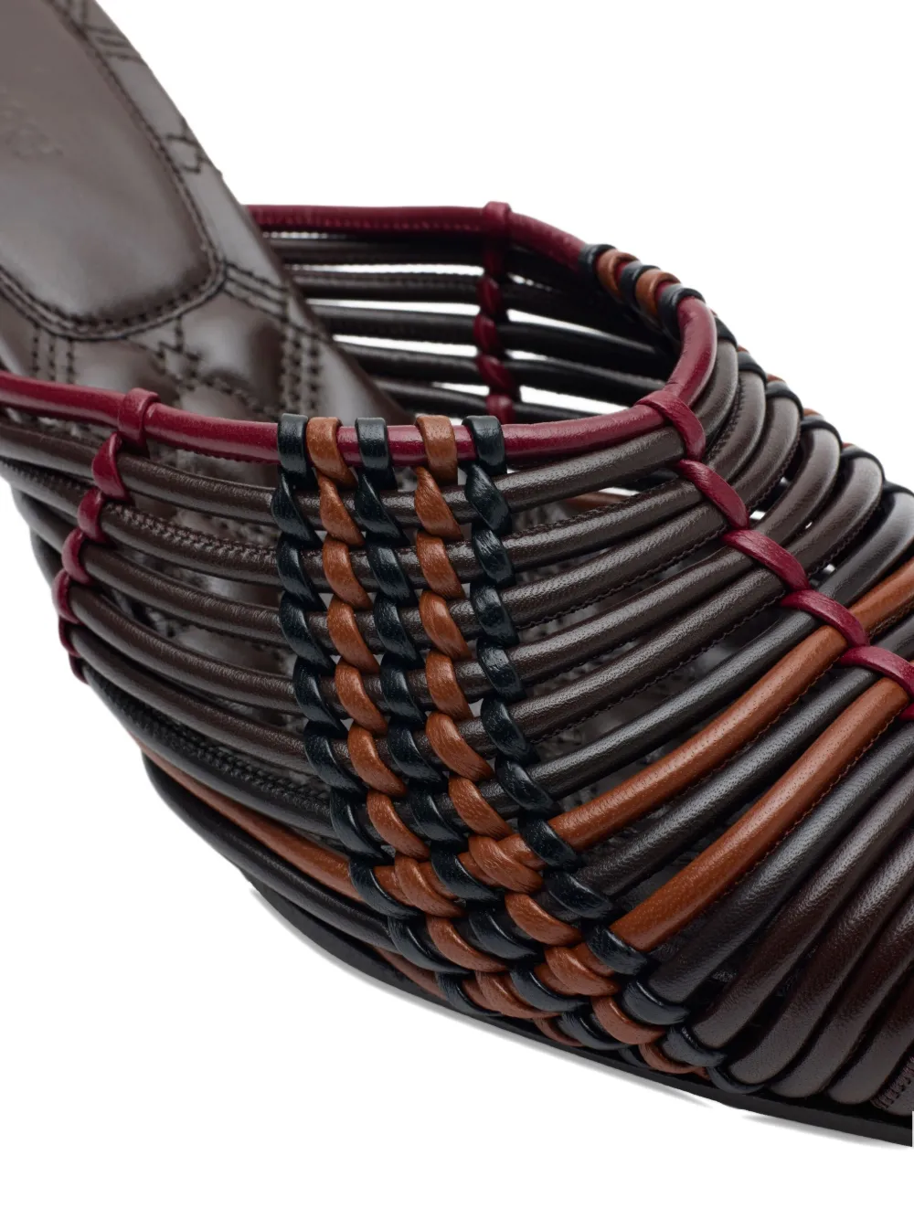 Burberry Check Woven Leather Cameo Mules In Brown