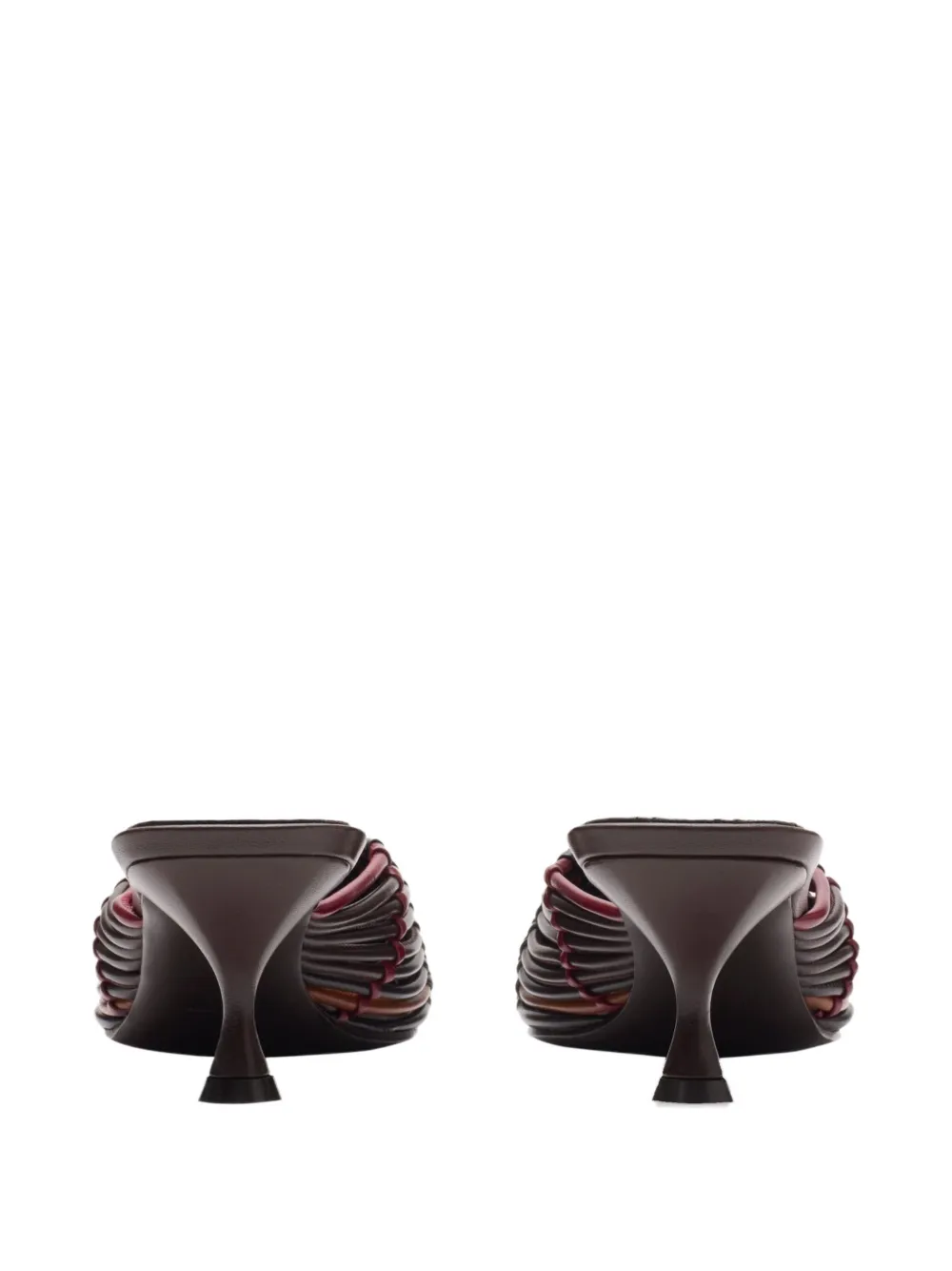 Burberry Check Woven Leather Cameo Mules In Brown