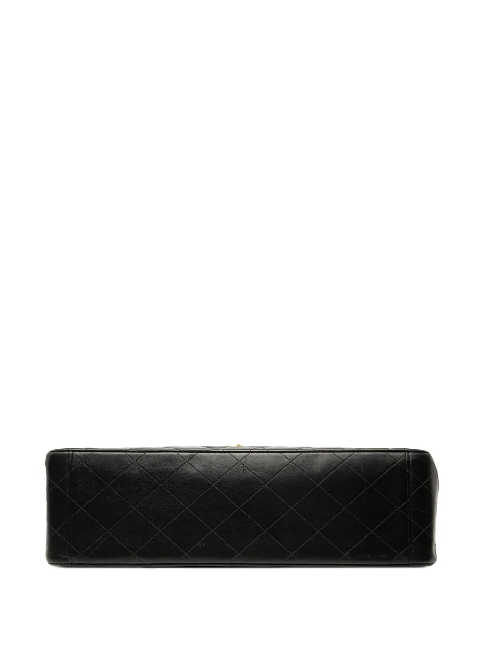 Pre-owned Chanel 1991-1994 Maxi Xl Classic Lambskin Single Flap Shoulder Bag In Black